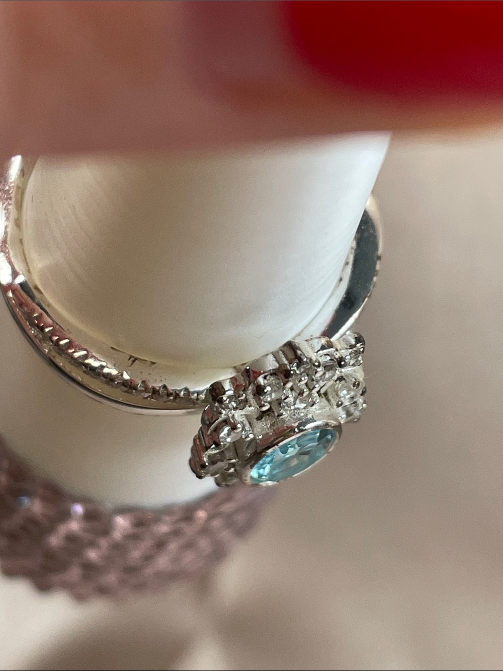 Bomb Party RETRO "The Sterling Club" Aqua CZ on 925 Sterling Silver Size 10 - Picture 5 of 10
